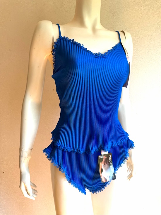Maidenform Other - Vintage Maidenform Camisole Panties Set Hi Cut Fairycore Pleated Elegance Blue M